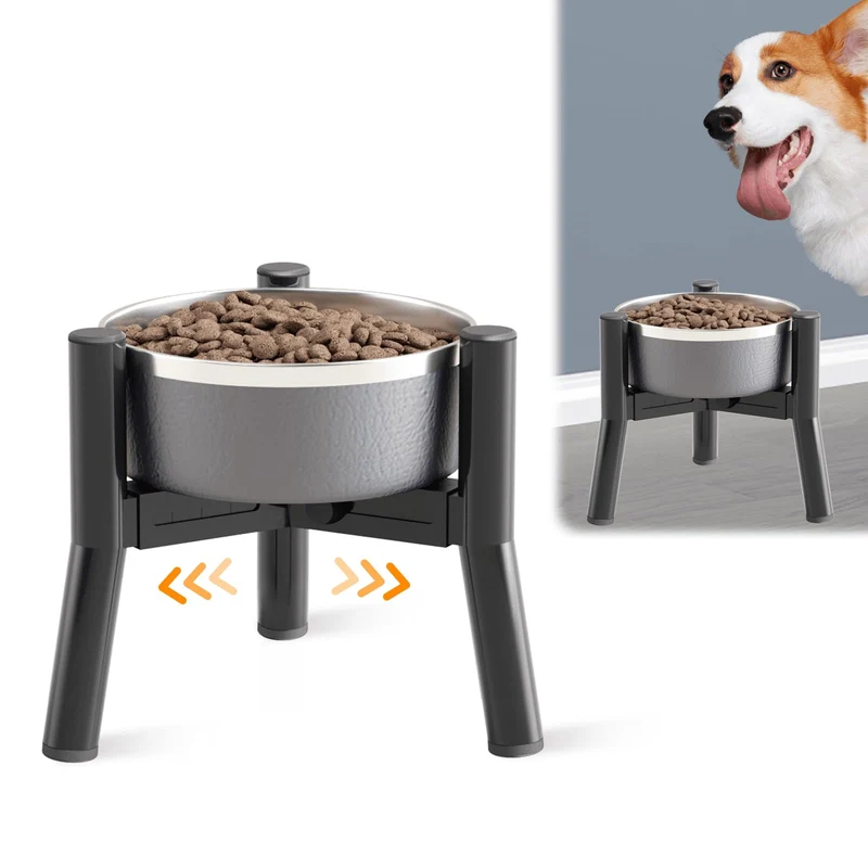 SHAINFUN Support Gamelles Surélevé Réglable pour Chiens Moyens et Petits (6–8 pouces) – Acier