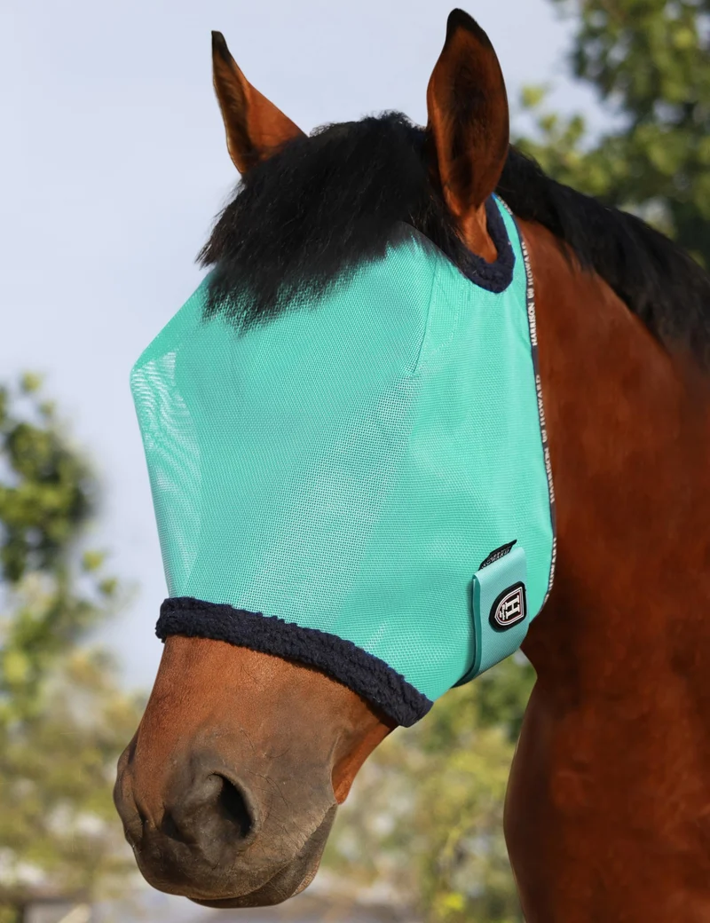 Masque anti-mouches en maillage Harrison Howard – UV, bordure en polaire, menthe, Taille L