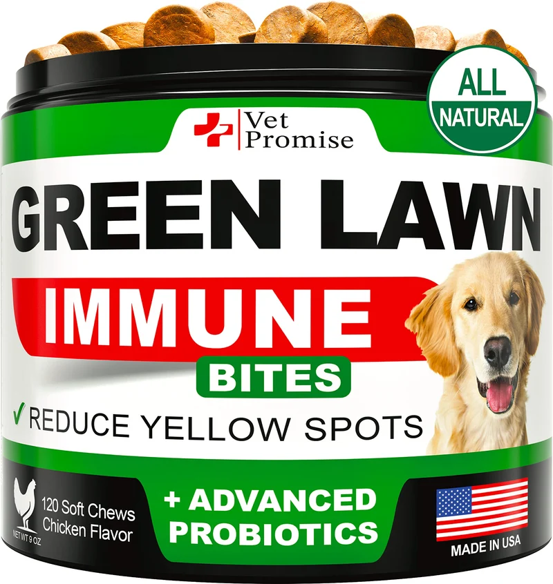 Vet Promise Friandises Vertes pour Pelouse — Neutraliseur d’urine canine et soutien digestif – 120 bouchées vertes – Fabriqué aux États‑Unis