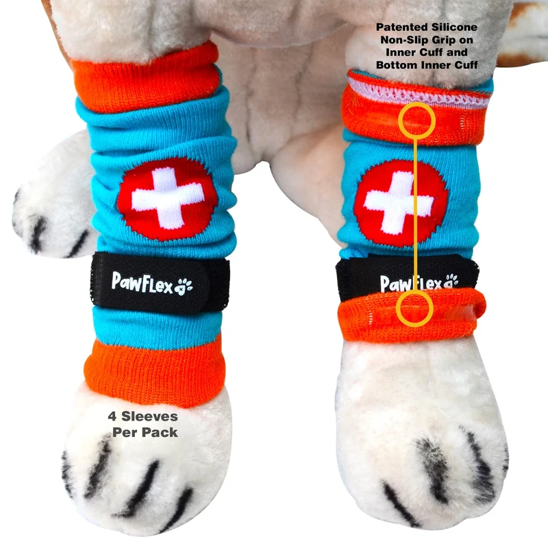 PawFlex Comfy Pawz – Chaussettes coton pour pattes de chien, protection anti-glissement et confort