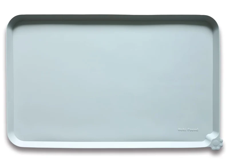 Hoki Found : Plateau en silicone pour nourriture animale – Tapis de gamelle chien et chat, rebord haut, étanche, design navire de guerre