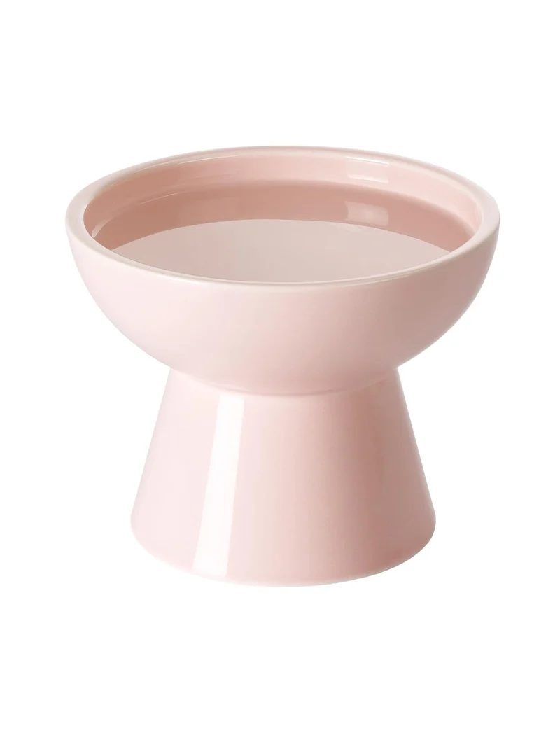 LoeJan Bol Chat Elevé en Céramique Rose – Sans Moustaches et Confort de Repas
