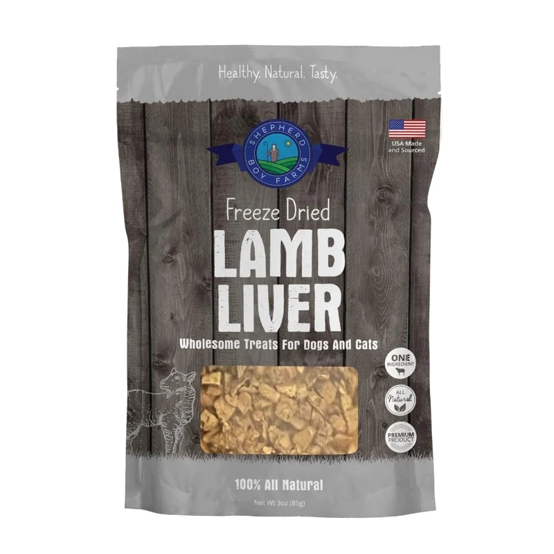 Shepherd Boy Farms – Friandises lyophilisées foie d'agneau, 3 onces, ingrédient unique, fabriqué aux États-Unis
