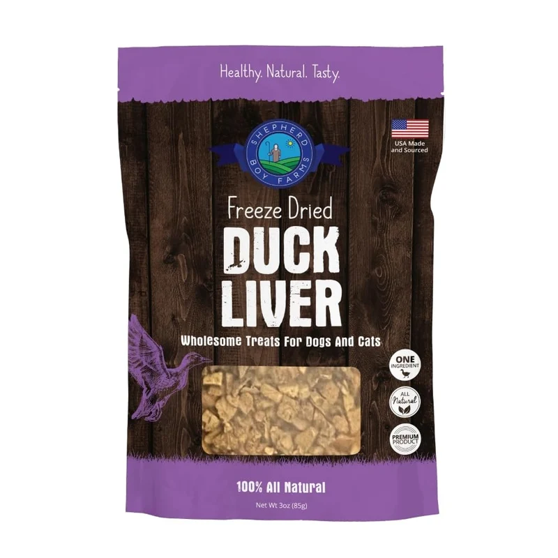 Shepherd Boy Farms – Friandises lyophilisées au foie de canard, 3 onces, ingrédient unique, sans additifs, fabriqué aux États-Unis