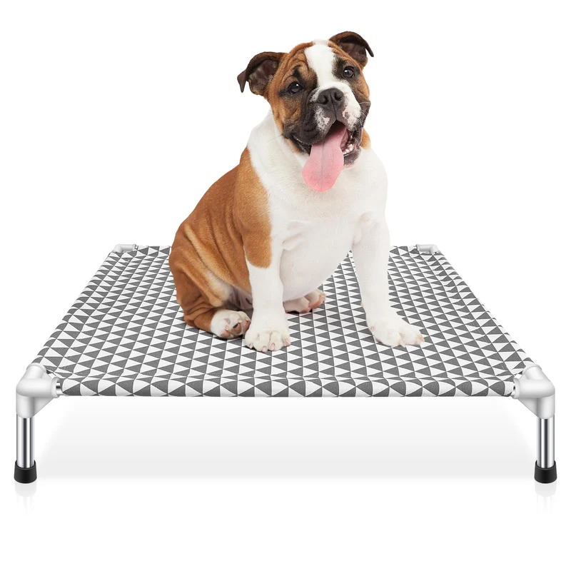 Kuntrust Lit pour Chien surélevé Extérieur — Taille Moyenne, Coton, Pieds Antidérapants, Jusqu’à 32 kg