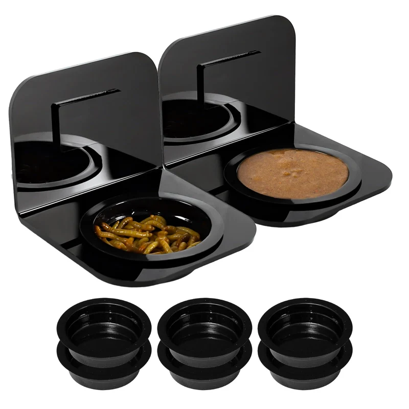 WACOOL Ledge Magnétique pour Reptiles – Pack 2 Plateaux Acryliques et 6 Tasses