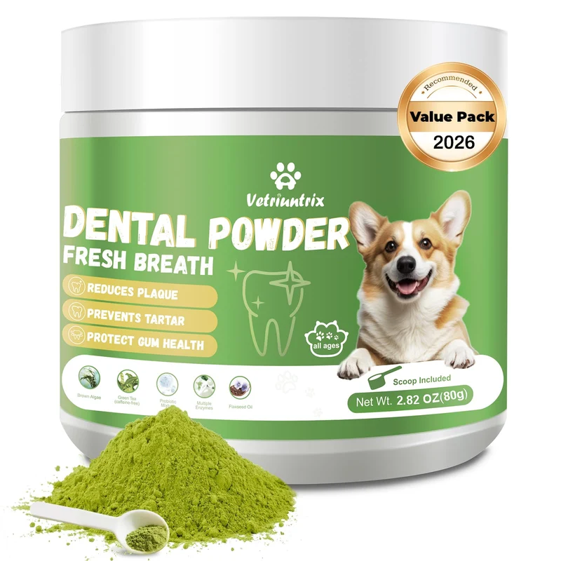 Vetriuntrix Poudre Dentaire pour Chiens – Nettoyage des Dents, Plaque et Haleine Fraîche, 80 g