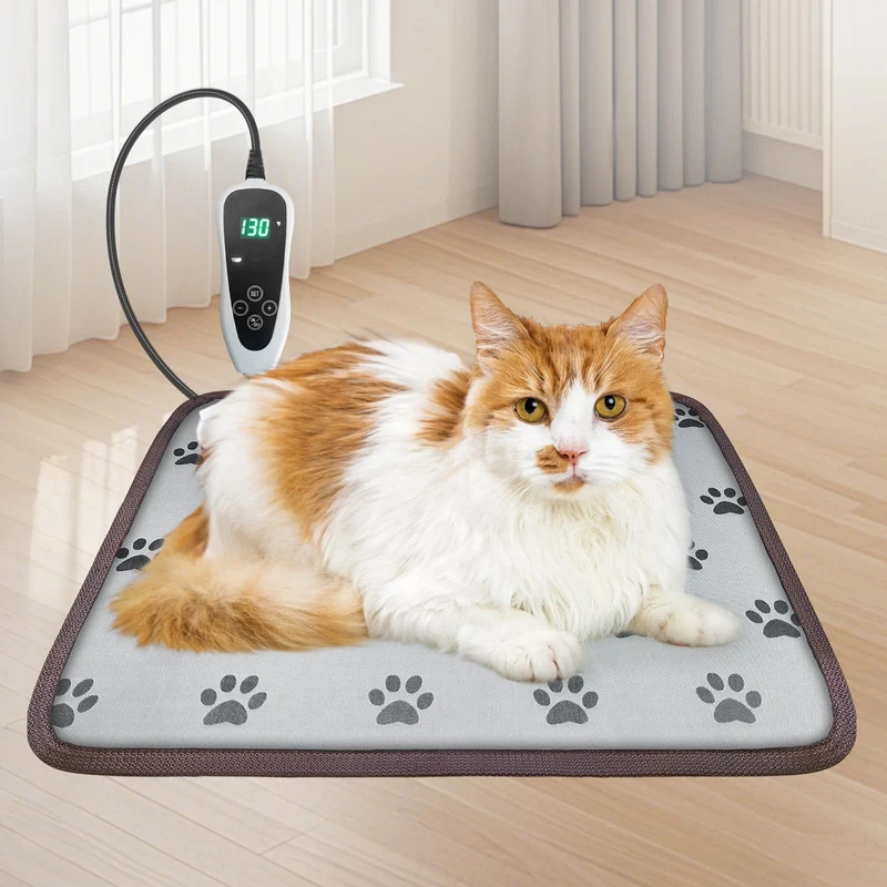 GOLOPET Tapis Chauffant pour Chat 18x18 pouces – Thermostat Intelligent et Protection du Câble, Double Certification MET et UL