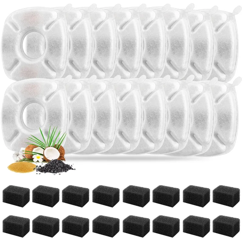Porens – 32 filtres pour fontaine chat 95oz / 2,8 L + 16 pré-filtre