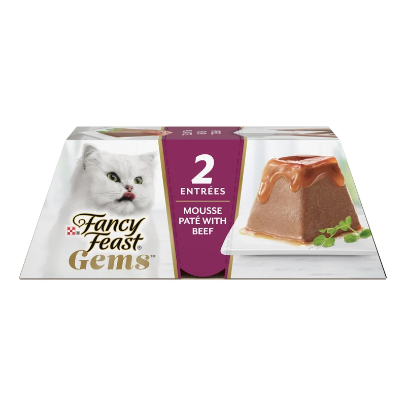 Fancy Feast Gems Pâté pour Chat — Mousse au Boeuf et Halo de Sauce Savoureuse, Pack de 8 Boîtes de 4 oz
