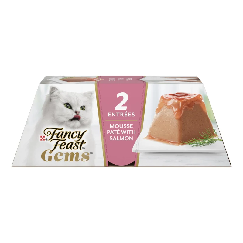 Fancy Feast Gems Mousse Pâté au Saumon et Halo de Sauce Savoureuse — Pack de 8 boîtes 4 oz