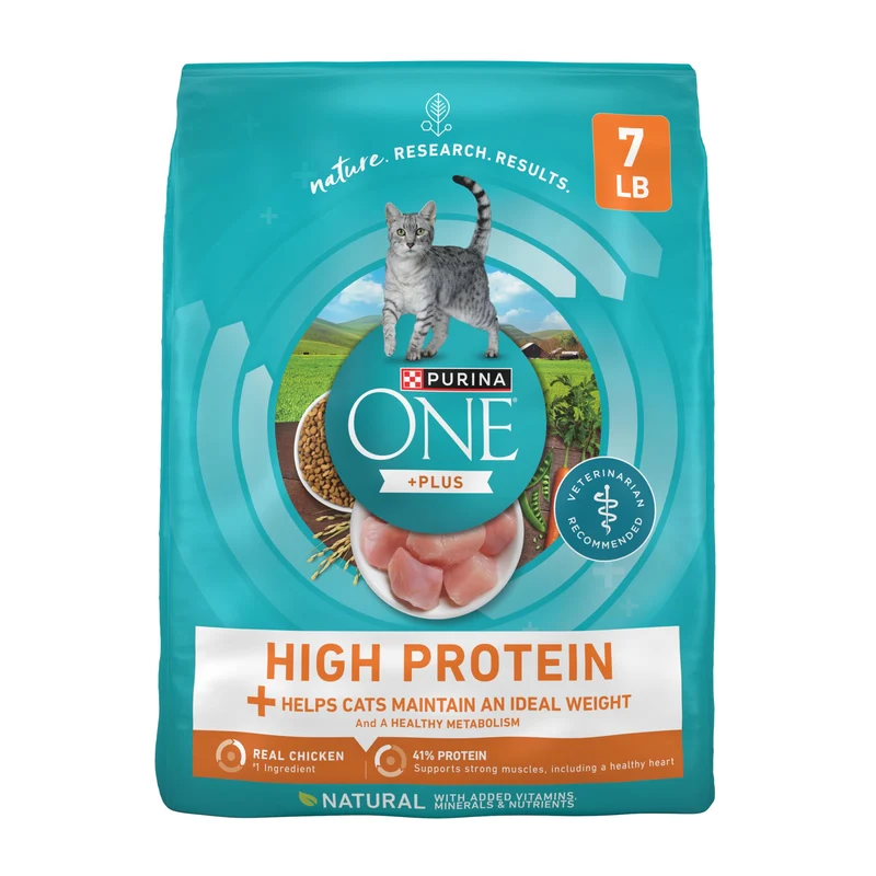 Purina ONE Protéine Élevée – Poids Sain au Poulet, Croquettes Chat 7 lb
