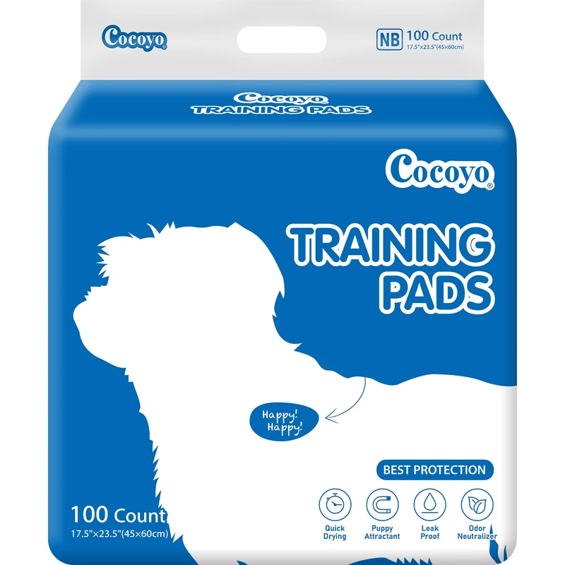 COCOYO Tapis d'entraînement pour chien – Meilleur rapport qualité-prix, Tapis hygiéniques ultra-absorbants (17,5 x 23,5 po), Bleu, 100 pièces
