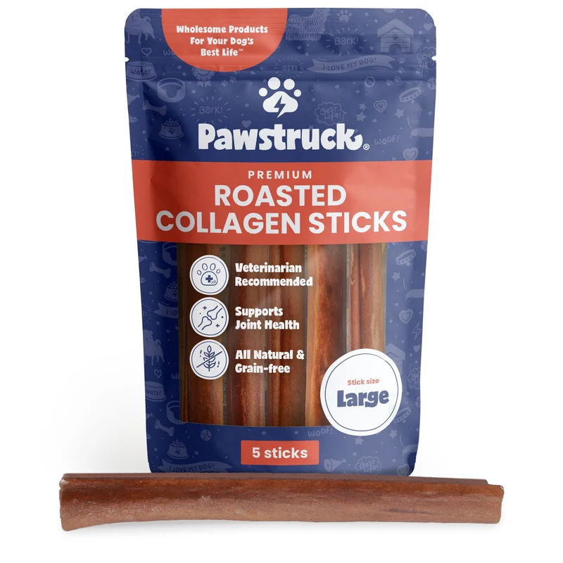 Pawstruck – Bâtons de collagene pour chiens 11-12 pouces, faible odeur, lot de 5 – Alternative au cuir traditionnel, approuvé par les veterinaries