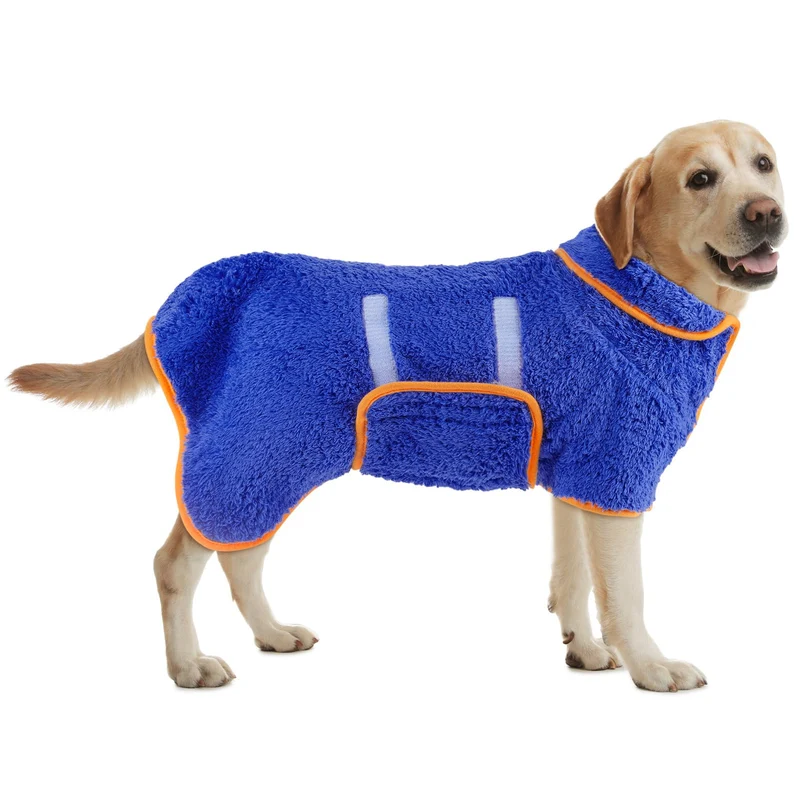 Robe de Bain pour Chien Bienbee – Séchage Ultra Rapide et Absorption Élevée – Bleu Foncé, Taille L