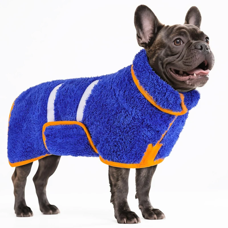 Bienbee Drap de Bain pour Chien – Séchage Rapide et Douceur, Taille M, Bleu Foncé