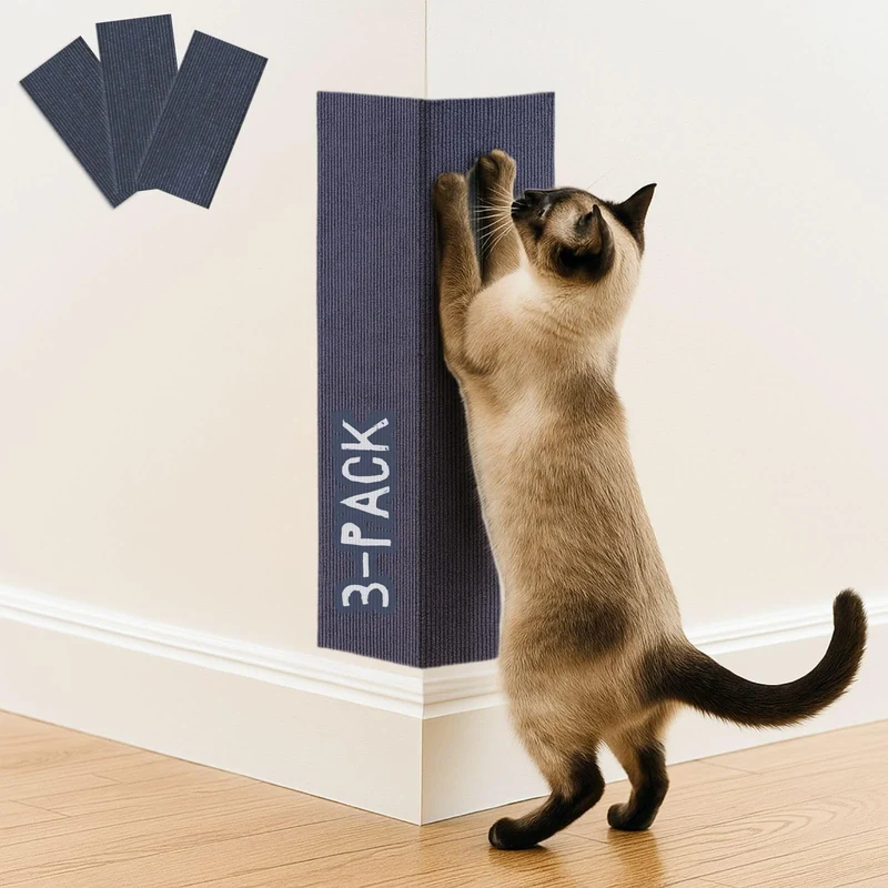 2ME Tapis de Griffage pour Chat (3 Pièces) – Tapis d’Angle Murale 23,6’’ x 11,8’’, Adhésif et Polyvalent (Bleu)