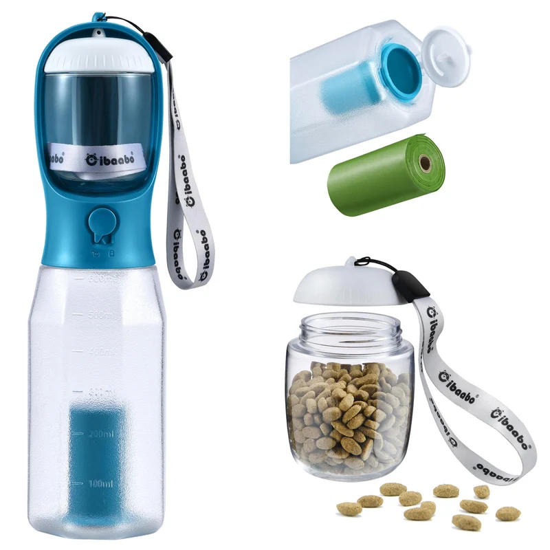Cibaabo Bouteille d'eau pour chien avec conteneur nourriture – Accessoires voyage