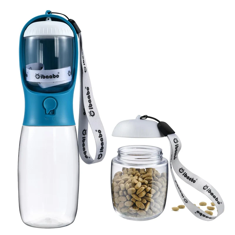 Cibaabo Bouteille d'Eau pour Chien avec Conteneur Nourriture – Portable et Sans Fuite