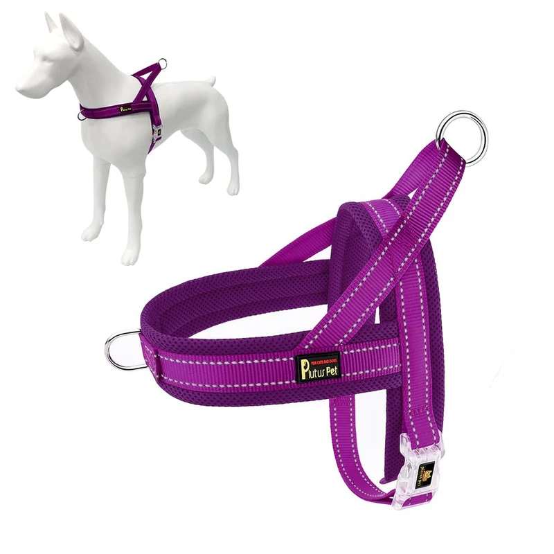 PLUTUS PET Harnais Chien Sans Tir – Mesh Respirant, Réglable et Réfléchissant (S, Violet)