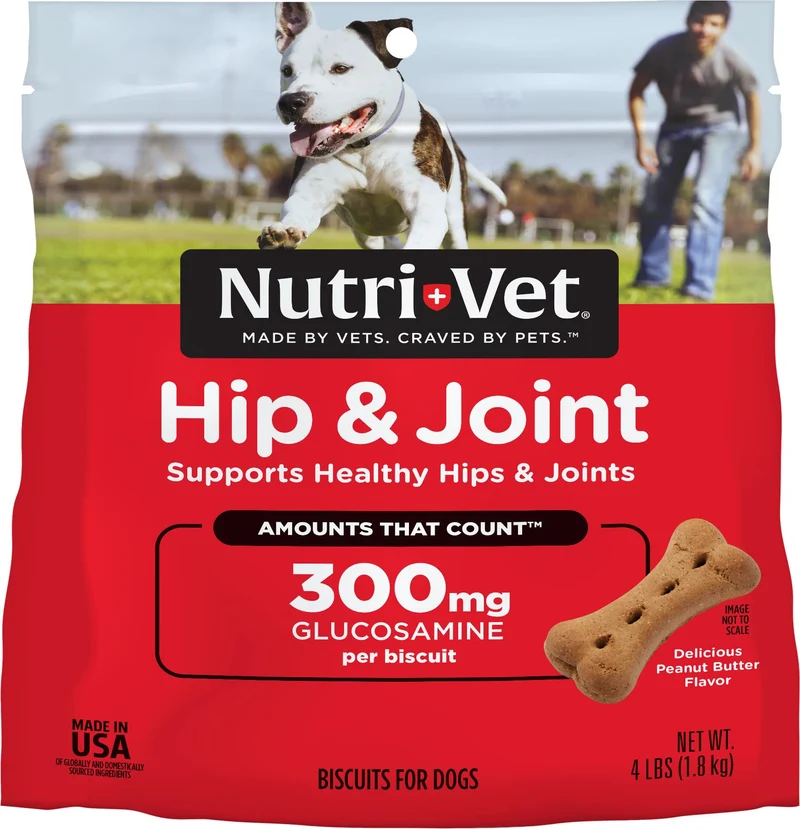 Nutri-Vet Biscuits Hanches et Articulations pour Chiens – 300 mg Glucosamine