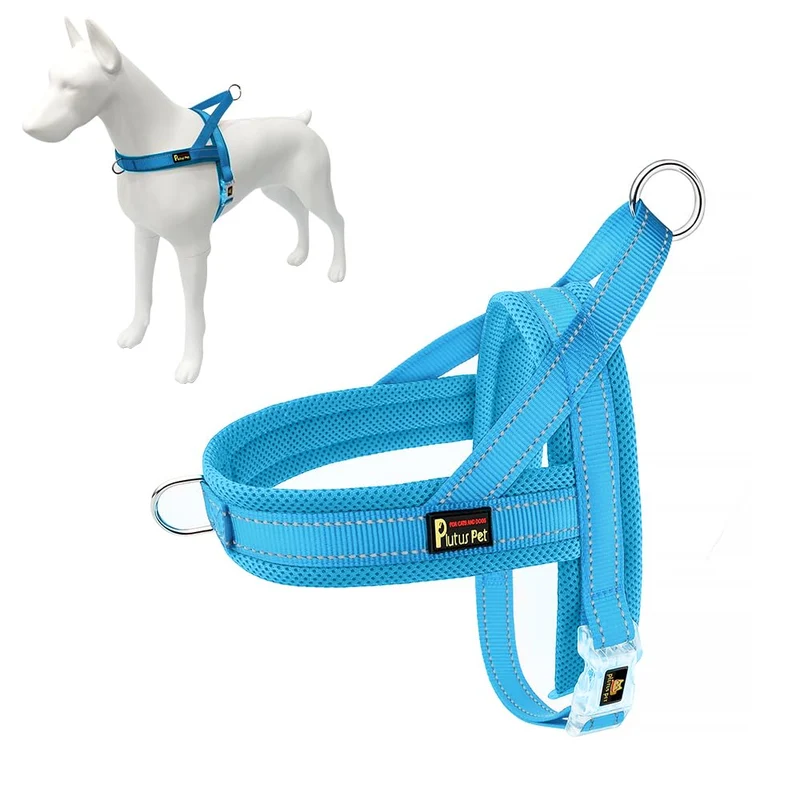 Harnais anti-traction Plutus Pet – Respirant, ajustable et réfléchissant – Taille S, Cyan