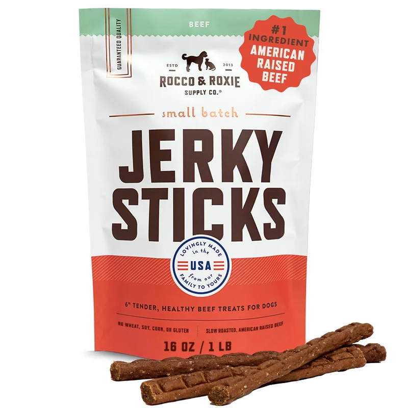 Rocco & Roxie Jerky de Bœuf pour Chiens – 1 Livre | Snacks d’Entraînement Tendre Fabriqués aux États‑Unis