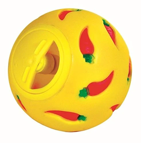Wheeky Balle-traitement – Cobayes, Lapins et Petits Animaux – 7 cm Jaune, Ouverture Réglable