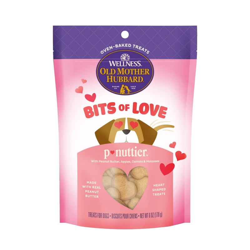 Old Mother Hubbard Bits of Love P-Nuttier : Biscuits naturels pour chien au beurre de cacahuète, cœur, sac de 170 g