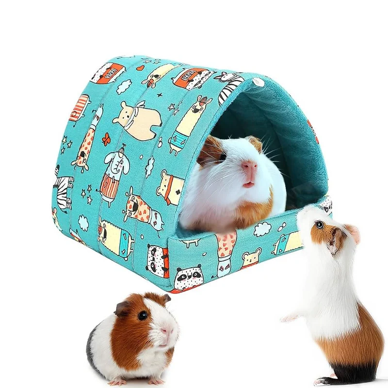 Deofun Tente en coton doux pour petits animaux — Cachette, sieste et aire de jeu (bleu, 6,8 x 7,4 po)
