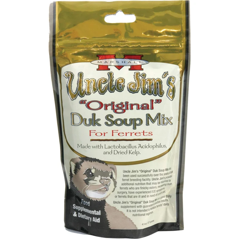 Marshall Uncle Jim’s Duk Soup Mix pour furets – 4,5 oz – Soutien digestif et vitalité