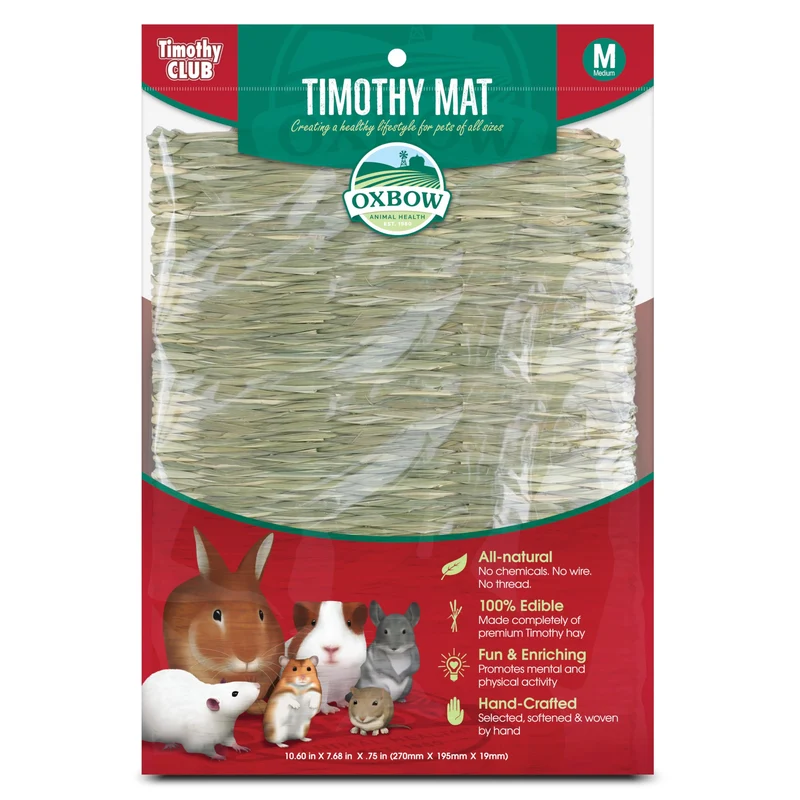 Oxbow Tapis de Foin Timothy – Accessoire d'Habitat Comestible pour Lapins, Cobayes, Chinchillas et Rats – Version Moyenne