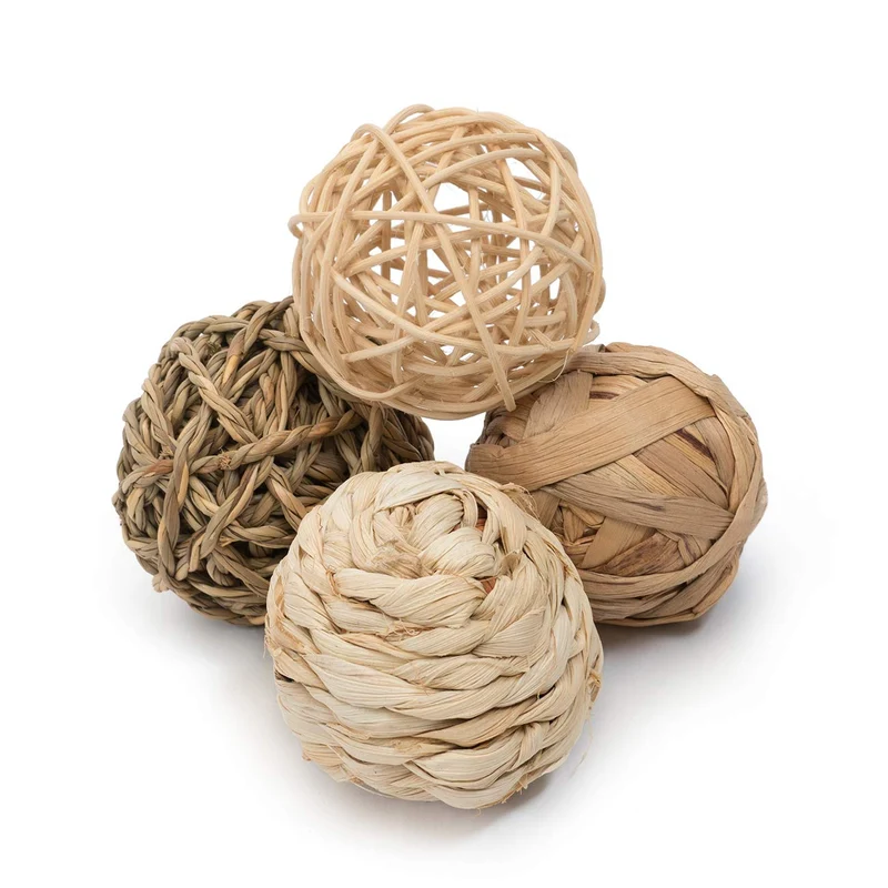 Niteangel – Jouets d'activité à mâcher naturels pour petits animaux – Boules en foin et herbes