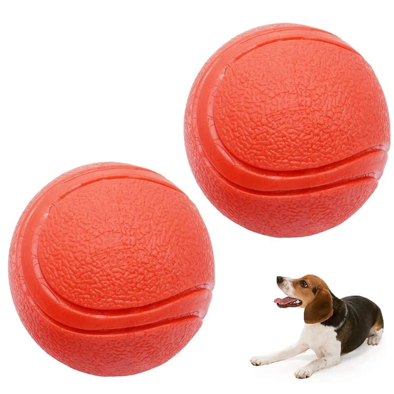 GaesQae Balle en Caoutchouc Dur pour Chiens — Jouet Solide et Résistant (2 Pack, Rouge)