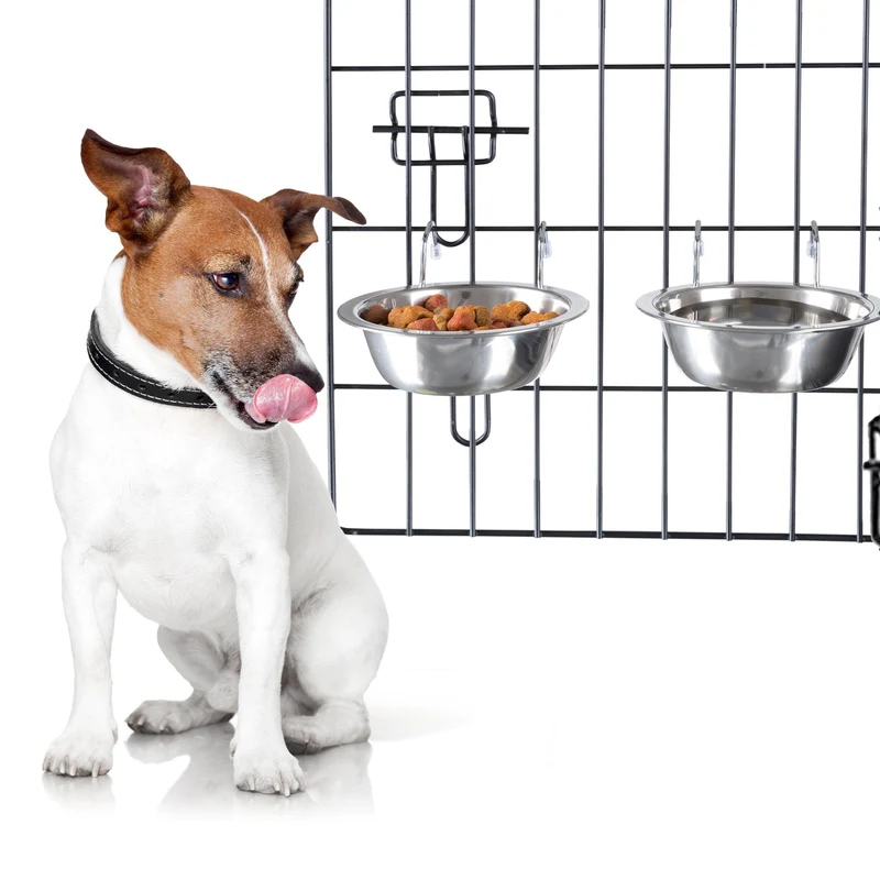 PETMAKER – Set de 2 Bols en Inox 20 oz, Suspendus pour Cage et Chenil, Lavables au Lave-Vaisselle