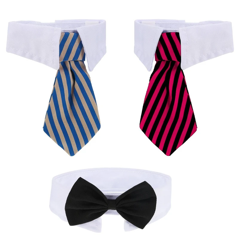 Shappy — 3 pièces: noeud papillon et cravates ajustables pour chiens et chats (S)