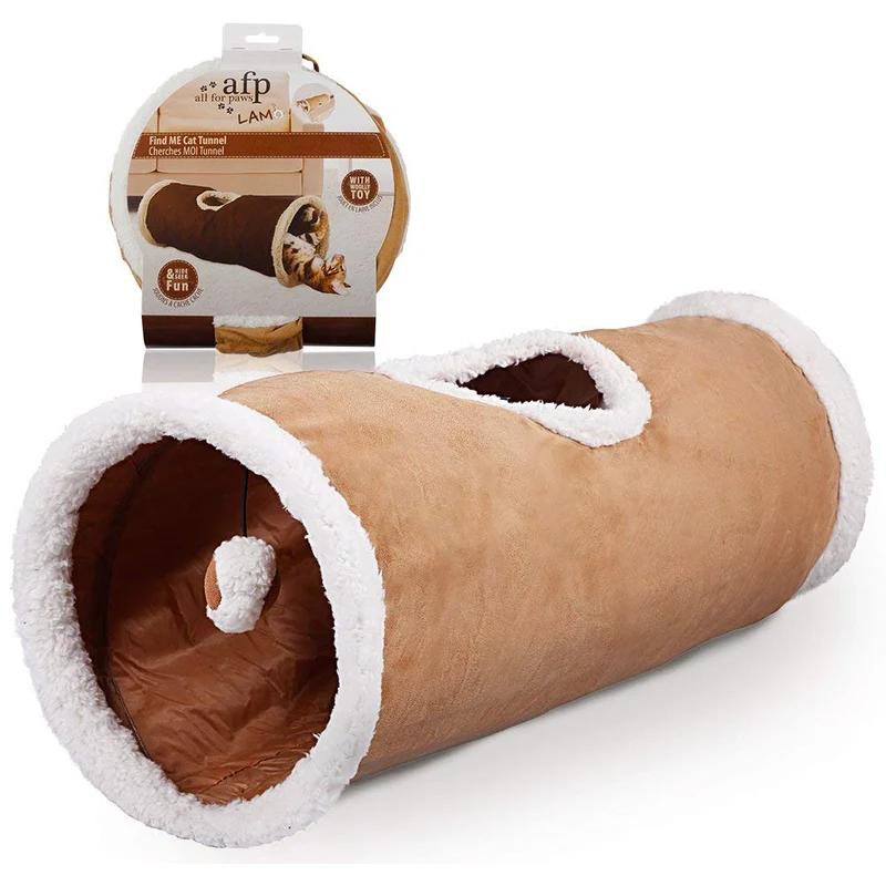 ALL FOR PAWS Tunnel Chat 25,6 pouces – Tunnel d’intérieur pliable avec ouverture et balle de jeu