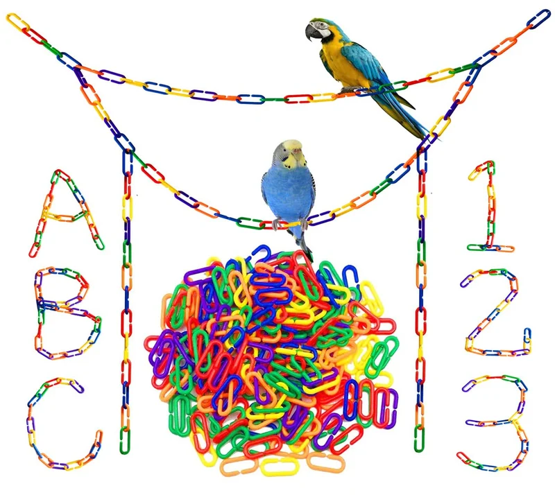 Hyamass 200 Pièces Chaînes Arc-en-Ciel en Plastique avec Clips C – Accessoires Cage pour Petits Animaux