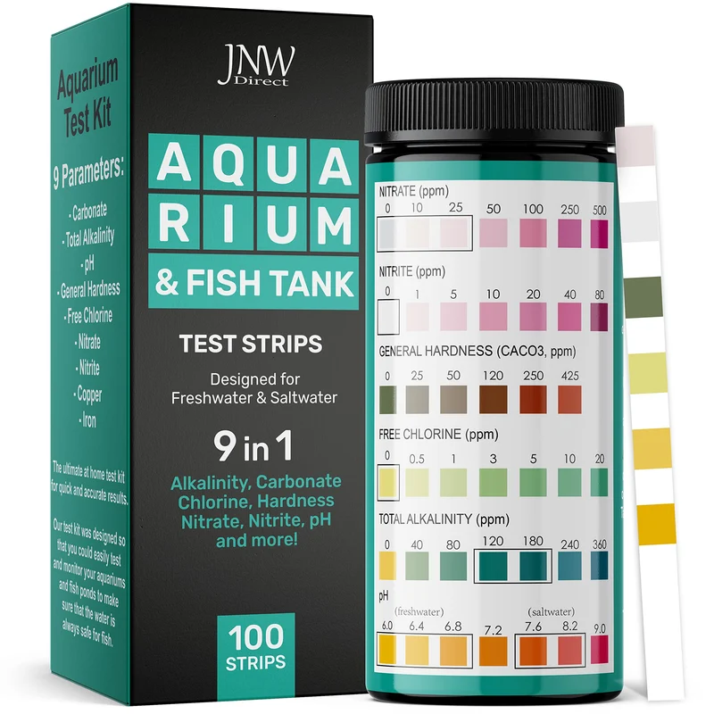 JNW Direct – Bandes de test 9-en-1 pour aquarium avec livre électronique exclusif | 100 bandes