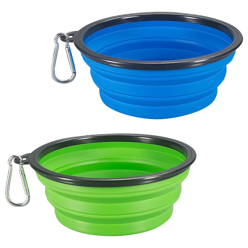 COMSUN Lot de 2 Bols Pliables pour Chiens et Chats – Grand Format Bleu et Vert