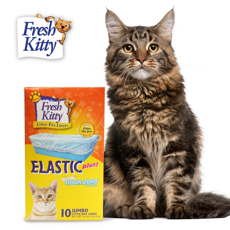 Fresh Kitty: 10 Doublures Elastiques pour Bac à Litière – Résistantes et Odor-Zorb Lavande Vanille