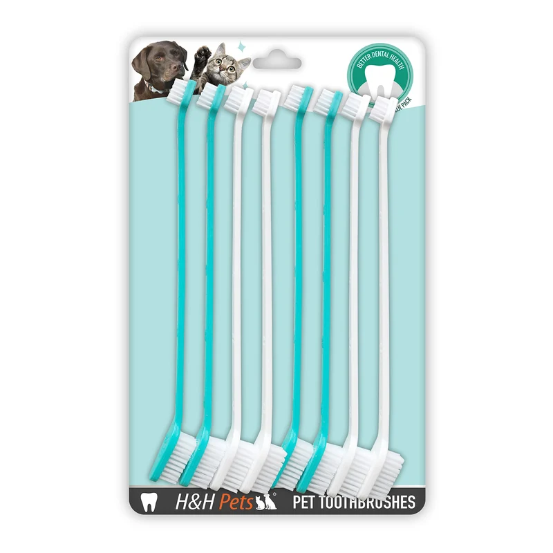 H&H Pets Brosses Dentaires pour Chiens – Double Tête, Pack 4 ou 8