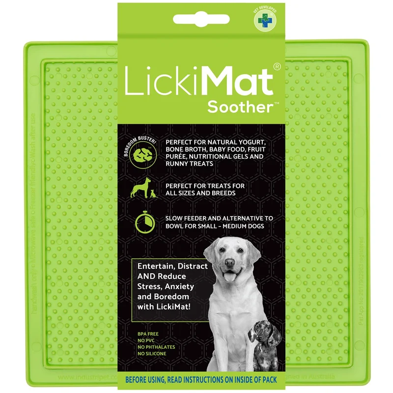 LICKIMAT Classic Apaisant – Tapis à lécher pour chien et chat, apaisement et jeu prolongé | Vert