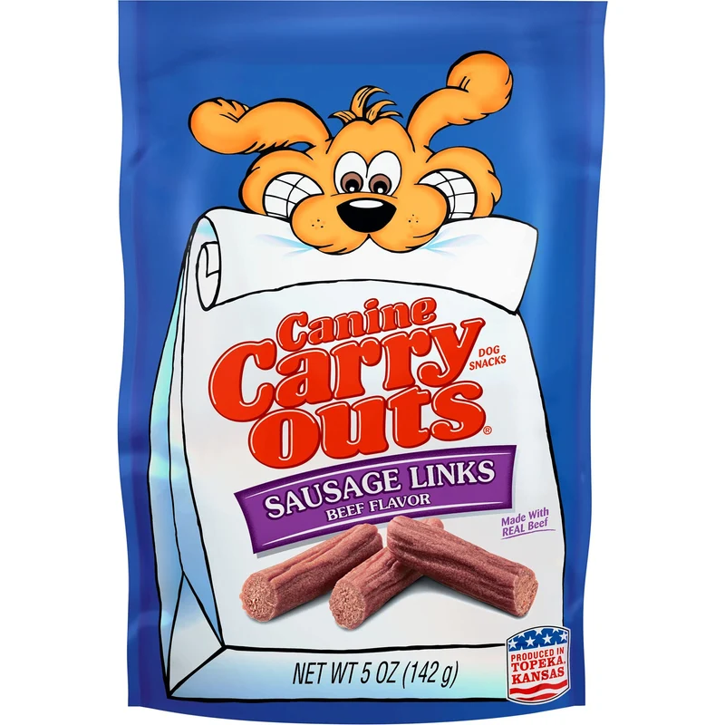 Canine Carry Outs Saucisses Liens Boeuf — Friandises pour Chiens, Sac de 5 onces