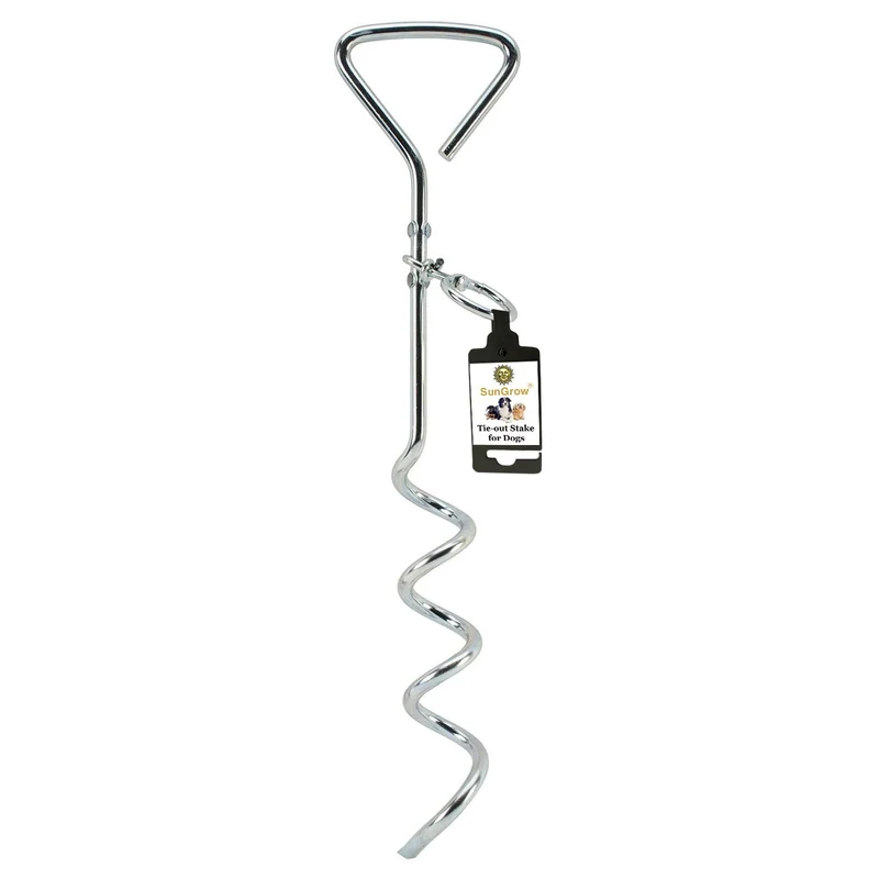SunGrow Piquet d’ancrage pour chien au sol – Laisse extérieure avec rotation 360° en acier inoxydable