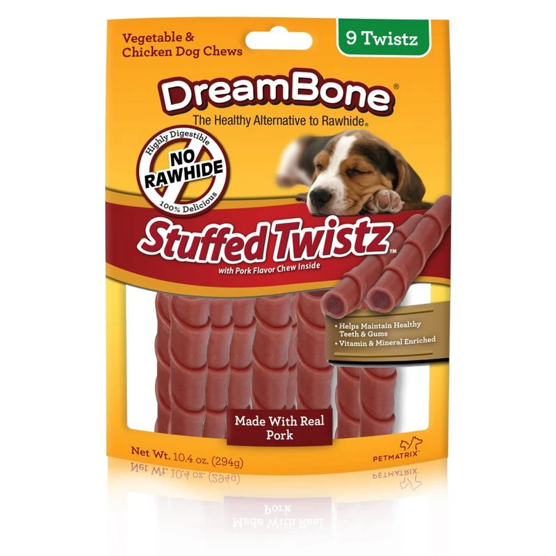 DreamBone Dbst-02457 Friand torsadé farci au porc — 9 pièces, sans cuir cru