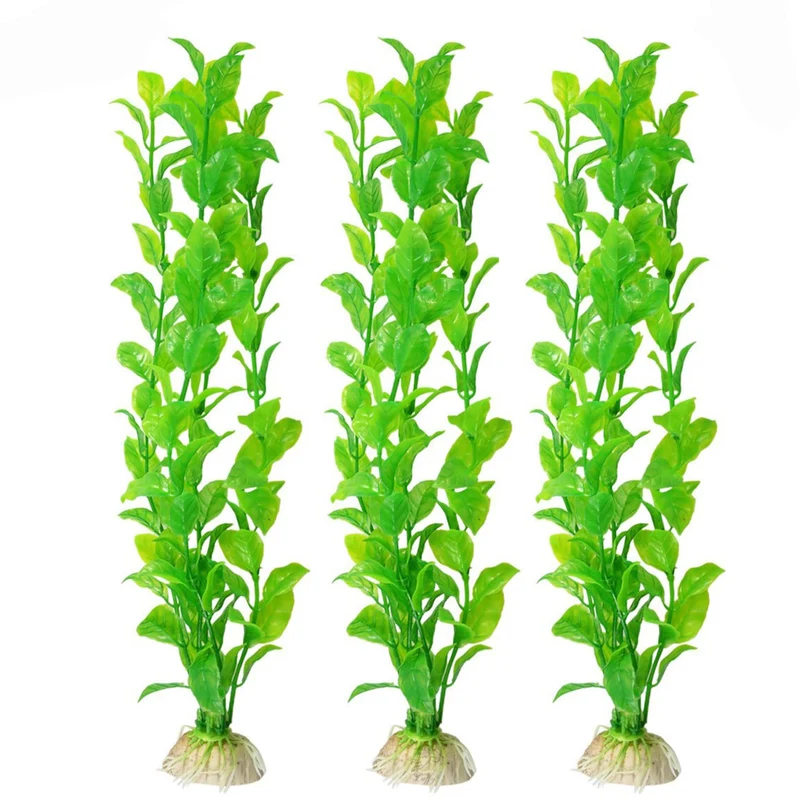 SunGrow Ensemble de Plantes d’Aquarium Plastiques – Décor Résine, 3 Pièces, Hauteur environ 25 cm