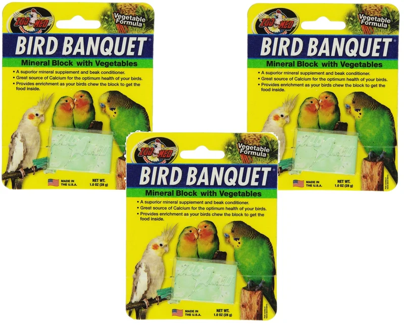 Zoo Med Bloc Minéral Végétal pour Oiseaux – Petit (Lot de 3)
