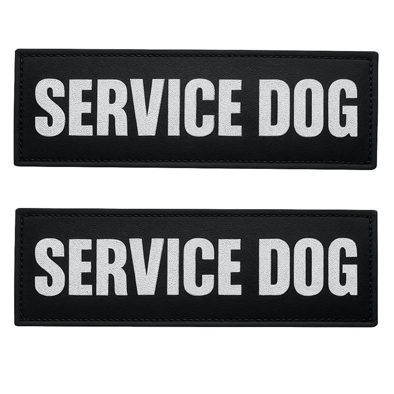 ALBCORP Patch Reflectif Chien de Service – Attache Crochet, Grand (6x2 po)