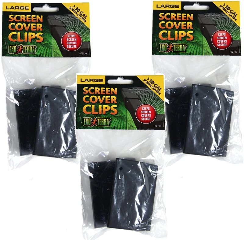 Exo Terra Lot de 3 Clips de Couvercle pour Terrarium – Grand, 2 Clips par Pack